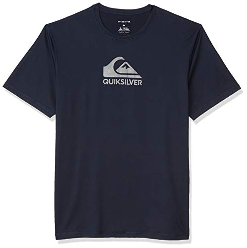 Quiksilver Men's Solid Streak Short Sleeve Surf Tee Rashguard, Navy Blazer, Large