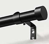 KAMANINA Black Curtain Rods 32 to 144 Inch (2.6-12 Feet), 1 Inch Heavy Duty Curtain Rods for Windows, Modern Adjustable Drapery Rods with End Cap (32'-144')