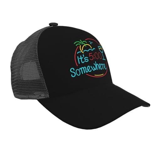 It's 5 O'Clock Somewhere Mesh Baseball Cap - Classic Adjustable Peaked Cap, Trucker Hat for Men and Women