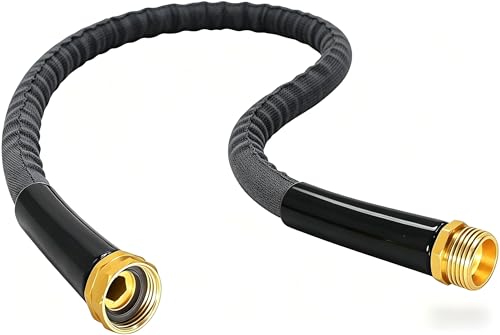 BazeSync 15FT Short Garden Hose – Kink-Free, Non-Expanding, Lightweight, Ideal for Connecting Extensions & Short-Distance Use (Balcony, RV, Bathroom) – GREY