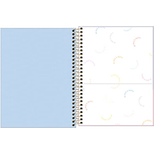 Caderno capa plástica colegial 10x1 160 folhas Happy Azul pastel Tilibra