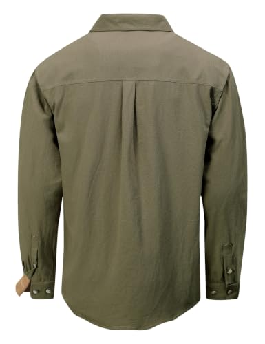 Drazivon Men's Button Down Long Sleeve 100% Cotton Flannel Shirt Olive 3XL - image 3