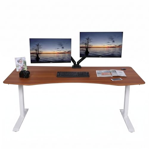 Image of ApexDesk Elite Pro Series Electric Height Adjustable Stand up Desk, Sit Stand Home Office Desk, Computer Desk (RED Apple, 60 inch)