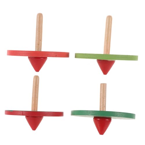 FELTECHELECTR 4 Pack Wooden Spinning Toys for Boys and Girls Wooden Tops Spinning Games Paint Hand-Eye Coordination Cognitive Development Fun Toys Random