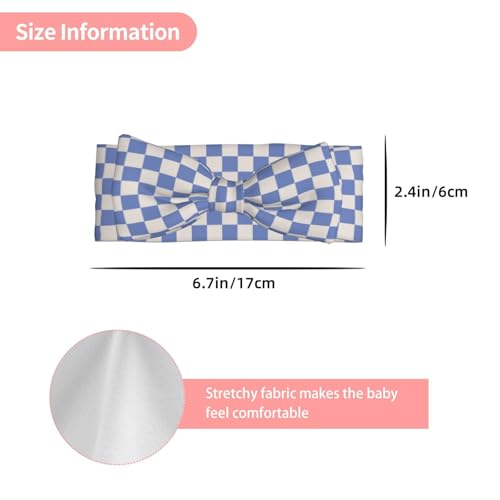 Blue White Square Plaid Print Baby Girl Bows Headbands Baby Girls Newborn Headbands Infant Toddlers 0-6 Months3