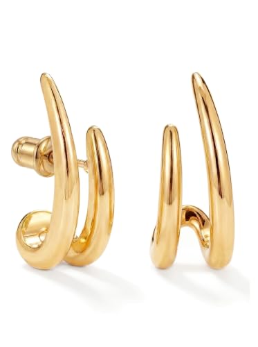 Image of MUMREUES Gold Earrings for Women Stud Earring 9Ct Gold Plated Studs Trendy Hypoallergenic Waterproof Dainty Earings Ear Piercings Jewelry Gift for Her