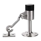 Sumnacon Stainless Steel Door Stopper with Hook, Heavy Duty Doorstop with Scews - Wall Mounted Door Stopper for Home Office, Silver