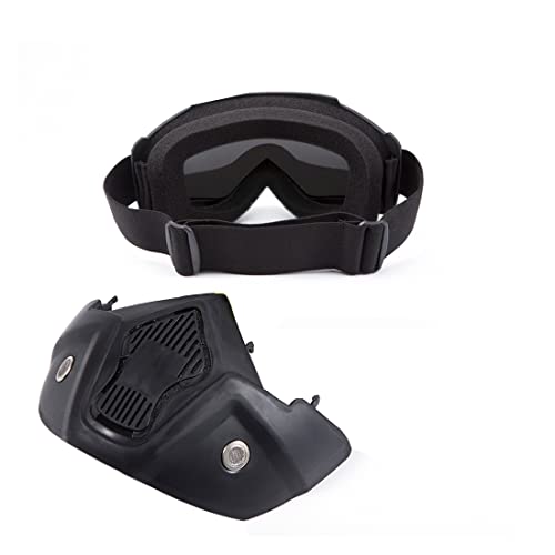 Motorcycle Goggle Removable Motorcycle Mask Eye Wear For Men Women (Black Lens) #TOP1