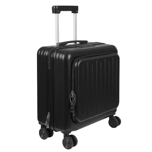 18 Inch Underseat Carry On Luggage with Wheels,Expandable Carry On Luggage Airline Approved,Top Opening Travel Luggage Suitcase with USB Interface, Cup Holder, and Password Lock for Women Men, Black