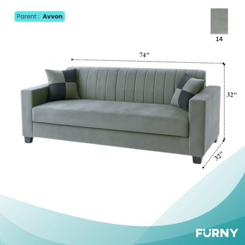 Image of FURNY Premium Avvor 4 Seater Fabric Sofa Set, 3 Seater Sofa with Ottoman (Light Grey Color) | Durable Comfort | Modern Design | Ideal for Living Room