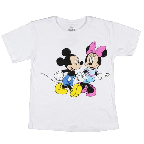 Disney Mickey Mouse Girl's Shirt Minnie Holding Hands Crewneck T-Shirt For Kids