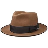 Stetson Cappello Feltro di Pelo Penn Fedora Uomo - Made in The EU Estivo da Invernale con Nastro Grosgrain, pistagna Autunno Estate Primavera Inverno Estate/Inverno - 58 cm Marrone