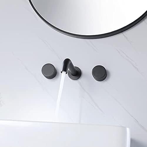 Mitigeur de lavabo à double levier chaud et froid robinet noir mural trois trous précis