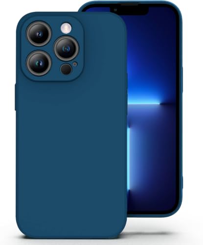 Image of DIZORO Square Microfiber Candy Case Compatible for iPhone 13 Pro Shockproof Slim Back Cover Liquid Silicone Case - Blue