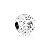 MiniJewelry Mom Daughter Family Forever Charm for Bracelets April Birthstones Crystal Clear Sterling...
