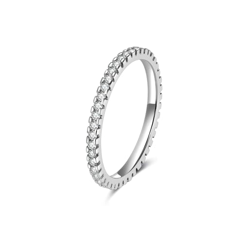 Silver Rings For Women, 18k White Gold Plating And Featuring Round Cubic Zirconia (Cz) Stones, These Stackable Rings Make Exquisite Thoughtful Gifts Special Occasions Such As Birthdays And Weddings
