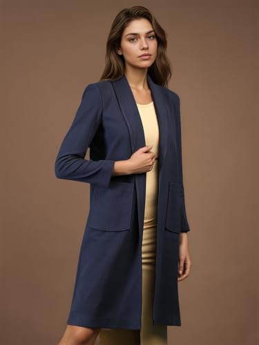 Image of CHKOKKO Women Elegant Winter Wear Warm Coat Classic Knee Length | Solid Color Design with Convenient Front Pockets | Ideal for Formal and Semi-Formal Occasions
