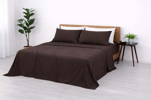 Image of Blue Strip Polycotton Bedsheet, Double 90x100 (Mocha) | Hotel Quality | Soft, Breathable & Colourfast | Wrinkle Resistant | Machine Washable | Pillow Covers Included