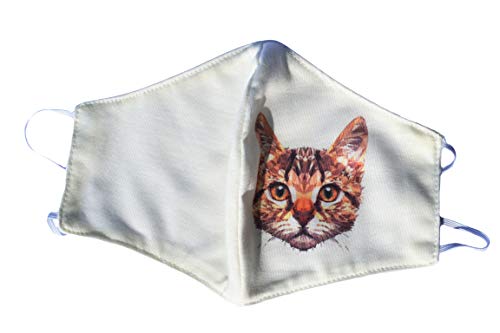 Masque en tissu imprime animal - Tête de chat - tissu double épaisseur - Lavable et réutilisable Cover