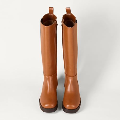 Image of Amazon Essentials Women's Tall Gusset Boots, Chunky Heel, Square Toe