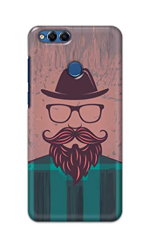 Image of PRINTFIDAA Man Icon with Beard Shirt Hipster Printed Designer Hard Case for Honor 7X, Huawei Mate SE, BND-L21, BND-L22, BND-L24, BND-L34, BND-AL10 Back Cover -(e) RPM1001