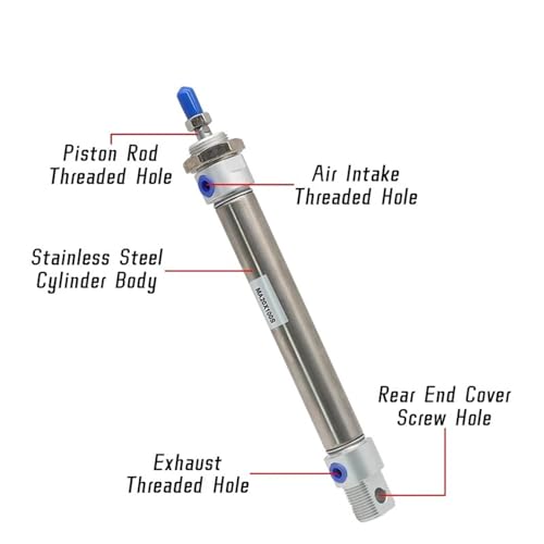 Vérin pneumatique double action MA40x75 en acier inoxydable - 4