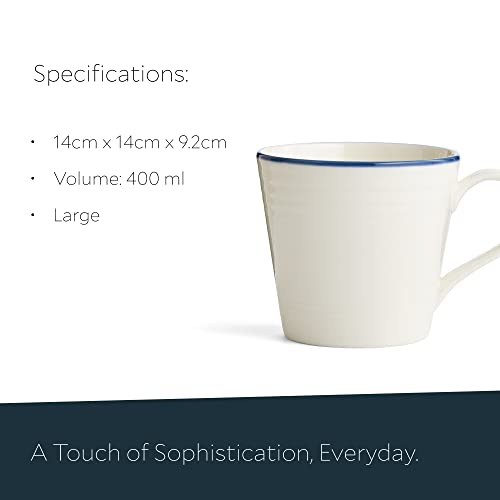 Royal Doulton Mugs, Stoneware, Designed to Mix & Match, Gordon Ramsay Maze Mug 400ml/13.5flo,z Denim Line, Set of 4, Blue - Image 4