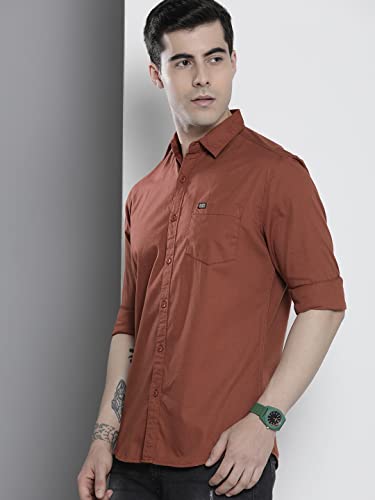 Image of The Indian Garage Co Men Slim Fit Solid Full Sleeves Cutaway Collar Casual Shirt