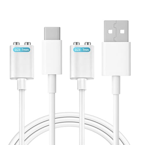 OVECIOPO Rose Charger Replacement Magnetic USB Charger USB-A & USB-C Rose Charger 2.7FT DC Cable Charging Cord 2PCS(7mm/0.27in)