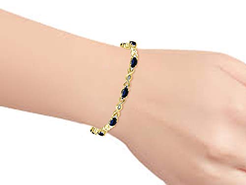 Image of Rylos Bracelets for Women Yellow Gold Plated Silver XOXO Hugs & Kisses Tennis Bracelet Gemstone & Diamonds Adjustable to Fit 7 inch-8 inch Wrist, 10 Gorgeous 6X4MM Jewelry for Women Friendship Bracelets