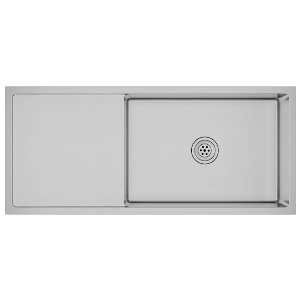 vidaXL Handmade Kitchen Sink Dining Room Plumbing Fixture Utility Waste Sink Under-Mount Kitchen Basin Stainless Steel