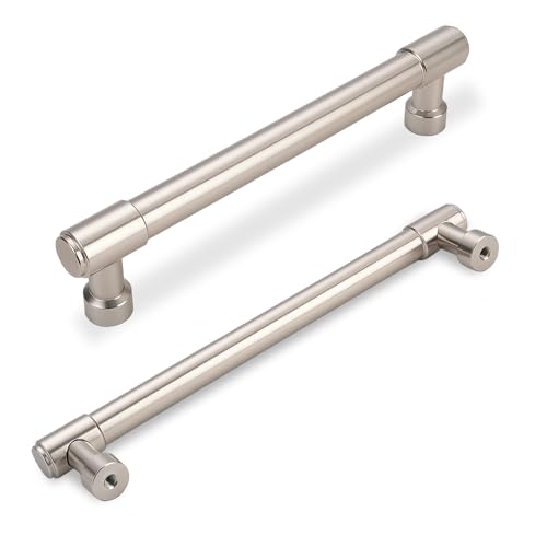 BUKOBYHE 10 Pack 5 Inch(128mm) Kitchen Cabinet Handles Brushed Satin Nickel Cabinet Pulls Alloy Drawer Pulls Solid Cabinet Hardware