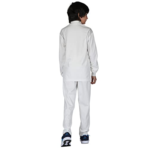 Image of Vector X Regular Fit 100% Polyester Fabric with Full Sleeve Polo Collar Neck Jersey /T-Shirt Cricket Uniform Dress Tshirt for Kids Boys White