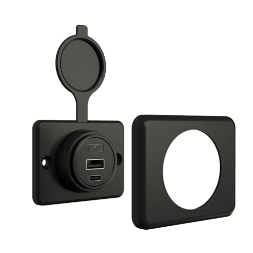 12 Volt USB Outlet Power Socket, DAMAVO YM1288 Cigarette Lighter Socket Car Charger USB Port for Car, Bus, RV, Boat, Automotive Marine ATV Truck Golf Cart (Surface Mount Installation)