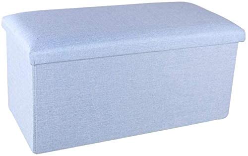 Tabouret De Rangement Pouf Pliable Rectangle et Petit Repose-Pieds Lin