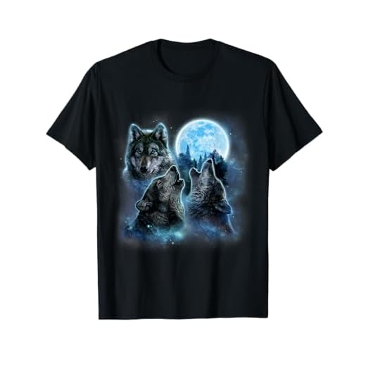 Three Wolves Howling Under Icy Full Moon, Gray Wolf T-Shirt