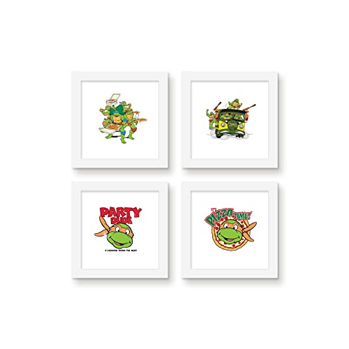 Affiches Tortues Ninja prêtes à suspendre lot de 4 posters cadres blancs