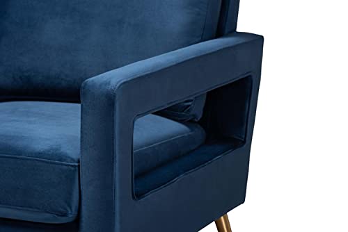 Baxton Studio Leland Glam And Luxe Navy Blue Velvet Fabric Upholstered And Gold Finished Armchair #TOP5