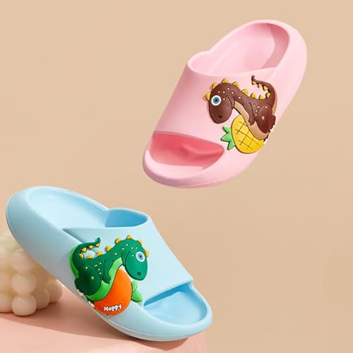 Memory Foam Slipper Cartoon Dinosaur Girls Children Sandals Shoes Boys Toddler Slide Cute Summer Shoes(Big Kid 2.5-3.5(215mm), Pink)4