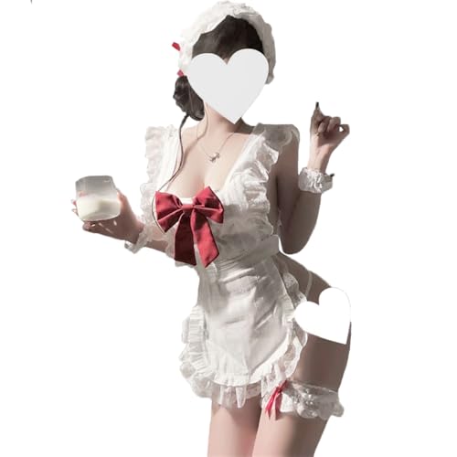 [WhimsiNova] メイド 服 裸 エプロン コスプレ セクシー メイド ランジェリー ベビードール かわいい レース シースルー 制服 過激 誘惑 萌え 下着 ハロウィン 仮装 ロリータ 衣装 Tバッグ フリーサイズ ブラック - 画像6