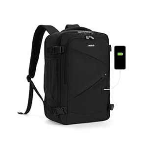 ECOHUB Mochila de viaje de mano, bolsa expandible para artículos personales de 18 x 14 x 8, resistente al agua de 17 pulgadas para laptop, Negro -, Mochilas de viaje