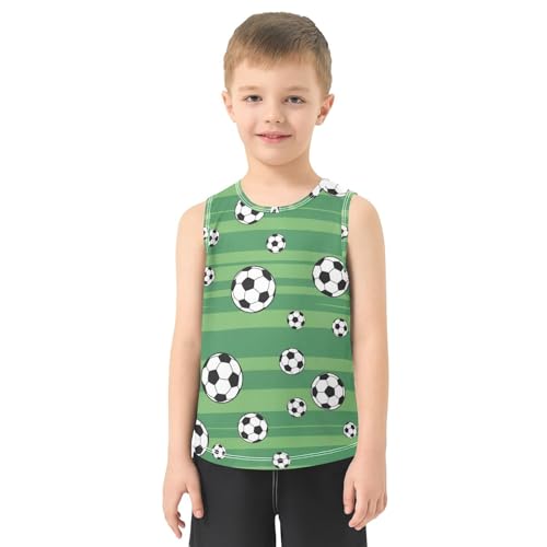 J JOYSAY Cartoon Soccer Stripes Boys Tank Top Sleeveless Muscle Shirts Quick Dry Active Workout Sport Kids T-Shirts 3-15T2