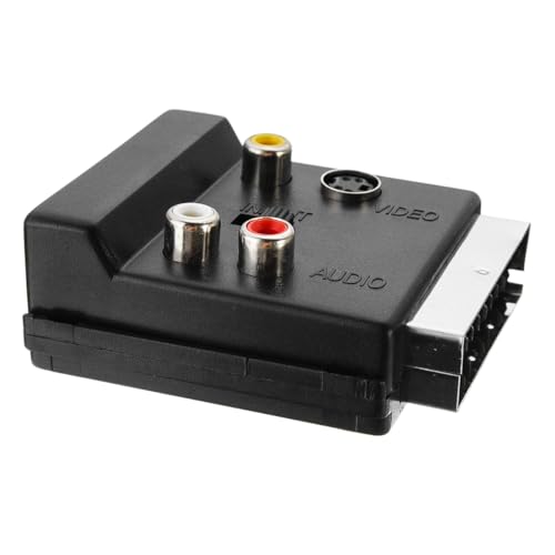 Sarini Adaptador Scart a 3 R-CA S-Video, Entrada y Salida conmutable, Scart Macho a Scart Hembra, convertidor Adaptador de Audio S-Video 3 R-CA