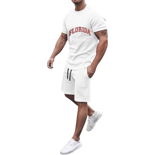 Alalaso Men's Short Sets 2 Piece Outfits Fashion Summer Tracksuit Casual Shirt Shorts Slim Fit Athletic Jogging Suits