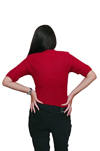 Image of Women's Hosiery Woolen Solid Half Sleeve Sweater Blouse