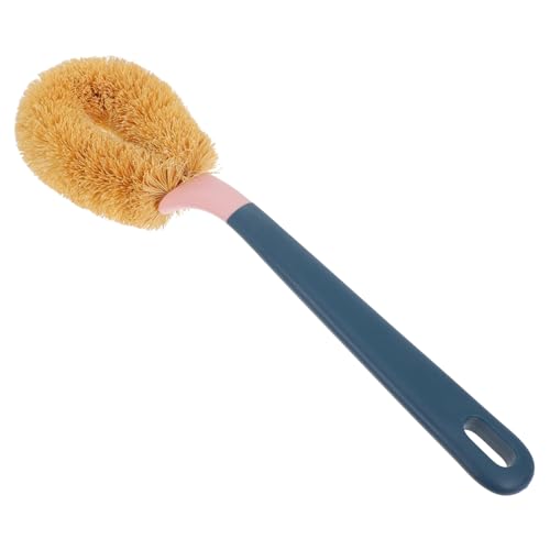 PLAFOPE Household Coconut Fibre Pot Brush Long Handle Dish Cleaning Tool for Effortless Kitchen Scrubbing Durable and Portable Design for All Dishwashing Needs Dark Blue