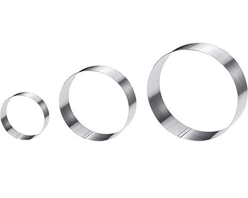 Cake & Pastry Ring, 3 Pack Stainless Steel Rounds, Cake Mould and Acetate Sheets for Baking,Cake Collar Cake Mousse Mould, Heat-Resistant Perforated Cake Mousse Ring, Cake Baking Cake Decor Set
