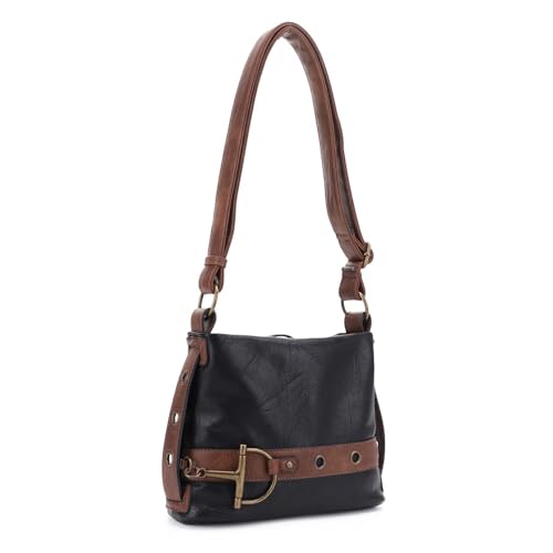Liz Soto Anna Womens Crossbody Purse - Vegan Leather Over the Shoulder Bags for Women with Horsebit Brass Details
