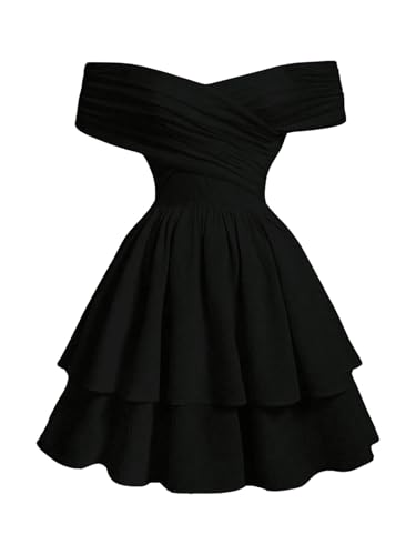 SOLY HUX Women's Off The Shoulder Ruffle Cocktail Dress 2025 Summer Wrap Dress Wedding Guest Graduation Prom Dresses