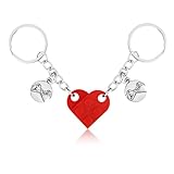 XIHIRCD Matching Brick Heart Keychain for Couples, Custom Couple Key Chain with Gift Box Pinky Promise Pendant Cute Couple & Friendship Gifts for Boyfriend Girlfriend Friend (Red)